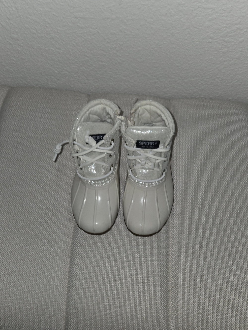 Sperry Kids Cream White Waterproof Duck Boots